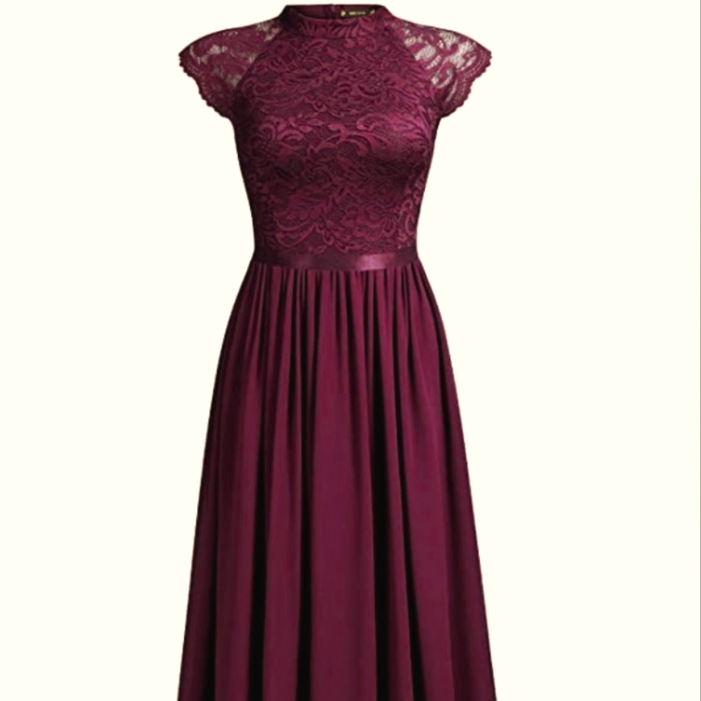 Miusol Women's Formal Sleeveless Floral Lace Maxi Dress Large color - A-magenta